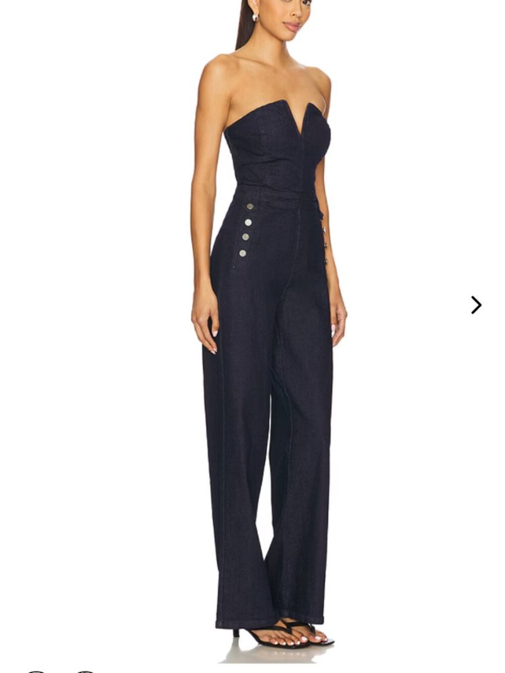 AFRM Bailey Jumpsuit Midnight Rinse Wash Strapless Denim Wide Leg--NWT - Size L